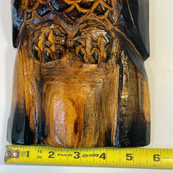 Hand Carved Owl Wooden Sculpture Wall Decor Large Eyes Costa Rica 12x6 - Picture 9 of 9